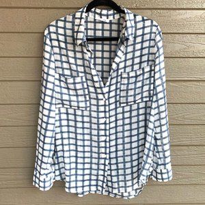 [BB Dakota] Dress Shirt White & Blue Size L